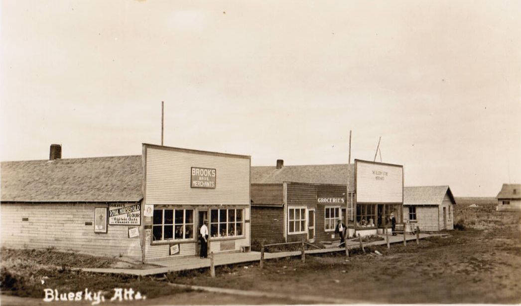   Otto Brooks Standing outside of BROOKS GENERAL STORE west side of Bluesky, Alberta 1932  